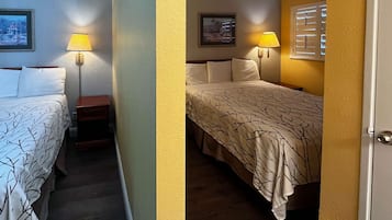 Blackout curtains, free WiFi, bed sheets, alarm clocks