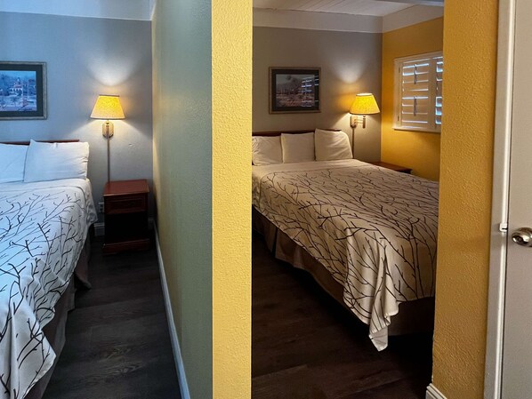 Blackout curtains, free WiFi, bed sheets, alarm clocks