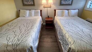 Blackout drapes, WiFi (free), alarm clocks, bed sheets