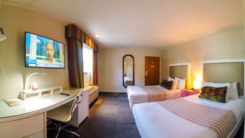 Room, 2 Double Beds, Non Smoking | In-room safe, desk, free WiFi, bed sheets