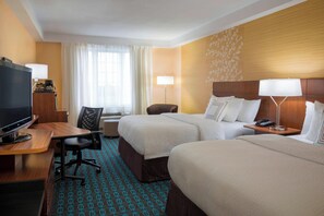 Hypo-allergenic bedding, down duvets, pillow-top beds, desk