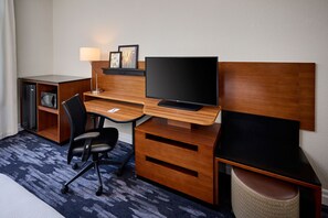 Hypo-allergenic bedding, down comforters, pillowtop beds, desk