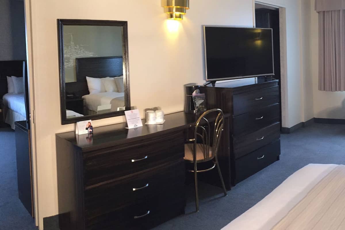 Desk, blackout curtains, iron/ironing board, free WiFi