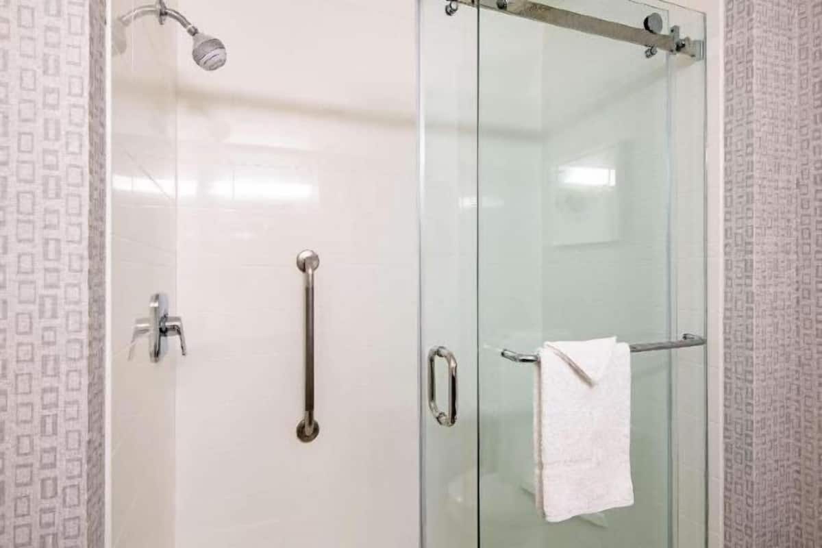 Bathroom | Combined shower/tub, free toiletries, hair dryer, towels