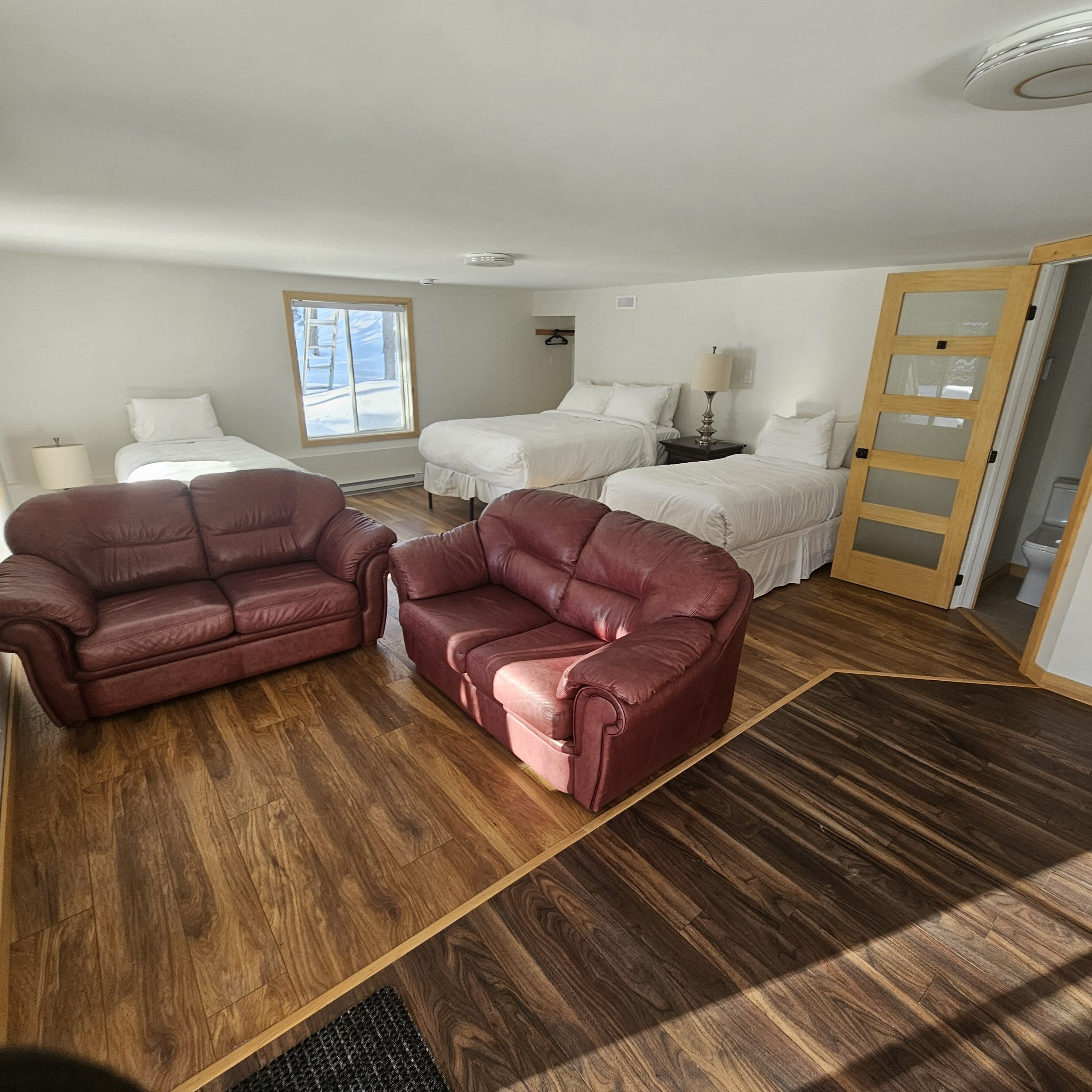 Family Quadruple Room, Pool View | Laptop workspace, iron/ironing board, free WiFi, bed sheets