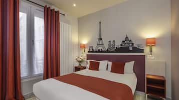 Premium bedding, desk, blackout drapes, iron/ironing board