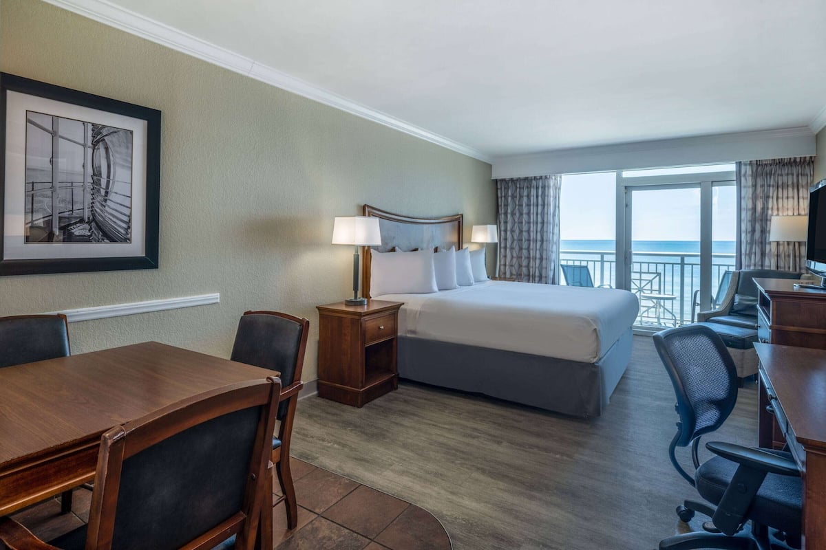 Room, 1 King Bed, Non Smoking, Oceanfront (Efficiency) | Desk, laptop workspace, iron/ironing board, free WiFi