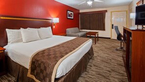 Pillowtop beds, desk, laptop workspace, blackout drapes