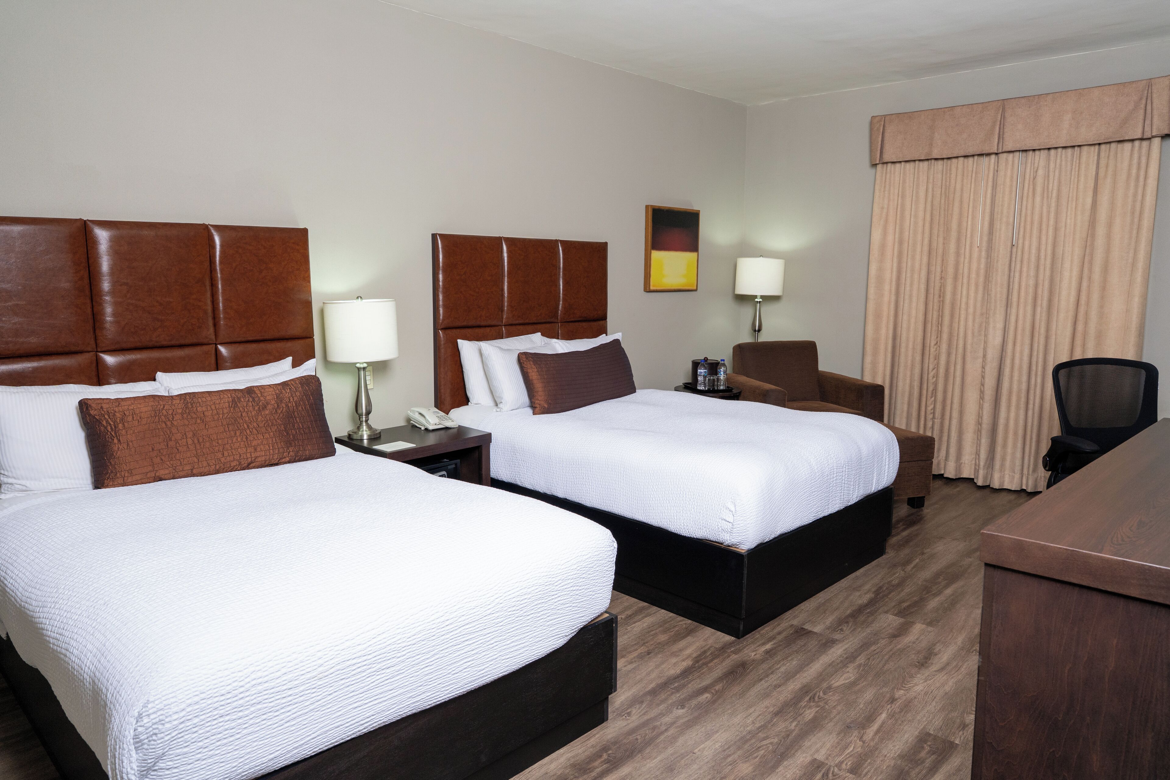 Standard Room, 2 Double Beds, Non Smoking, Microwave | In-room safe, desk, iron/ironing board, free cribs/infant beds