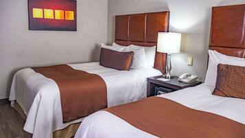 Standard Room, 2 Double Beds, Non Smoking, Microwave | In-room safe, desk, iron/ironing board, free cribs/infant beds