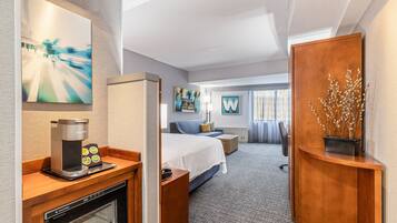 In-room safe, desk, laptop workspace, blackout curtains