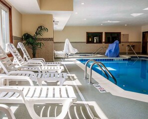Indoor pool, open 6:00 AM to 11:00 AM, sun loungers