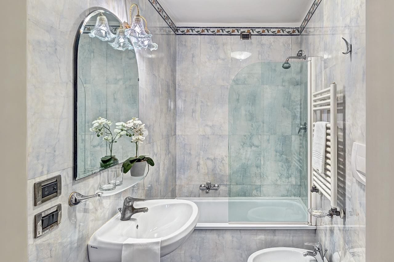 Rainfall showerhead, hair dryer, bidet, towels