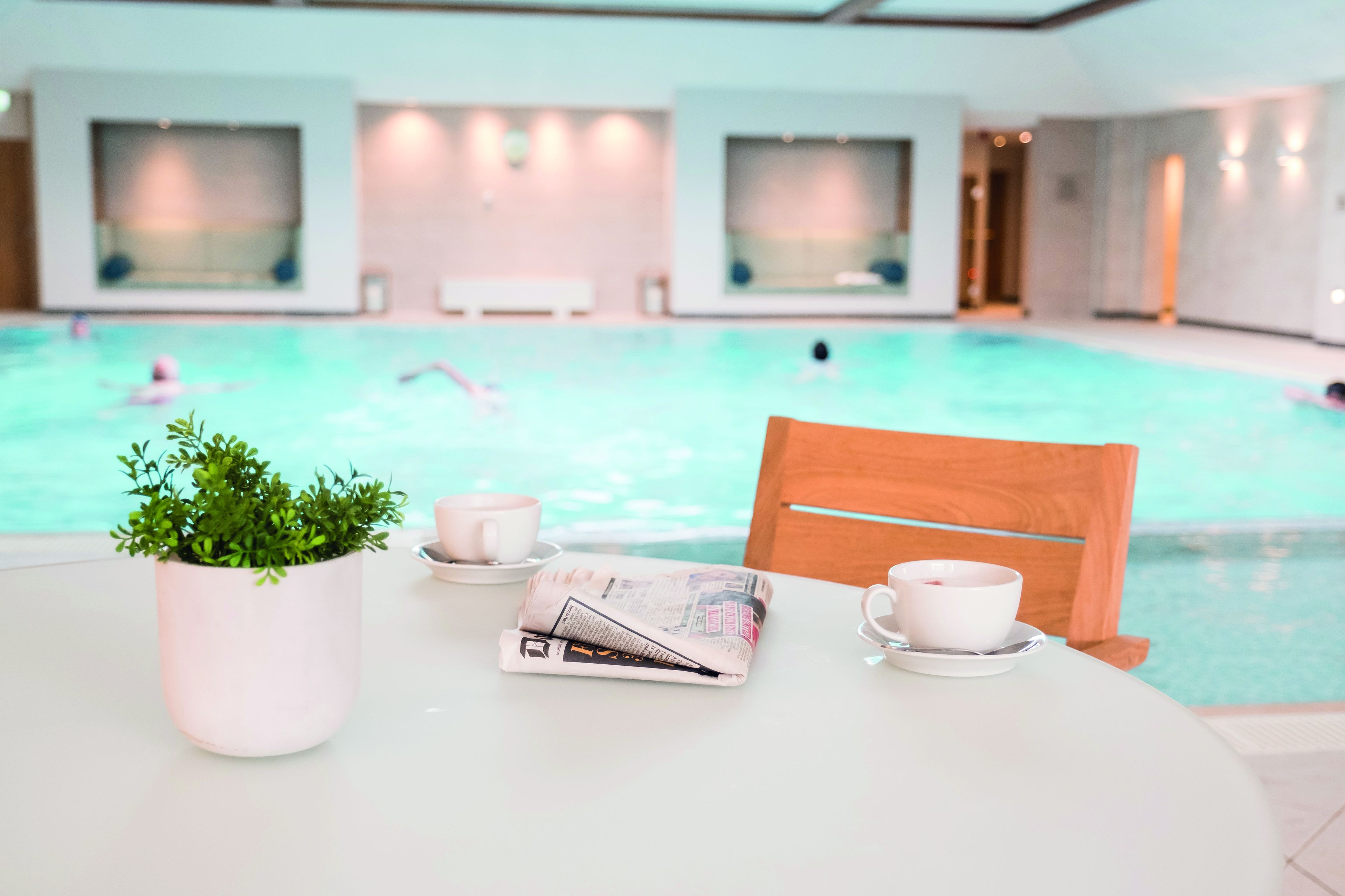 indoor pool, pool loungers