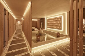 Sauna, steam room, body treatments, deep-tissue massages, body wraps