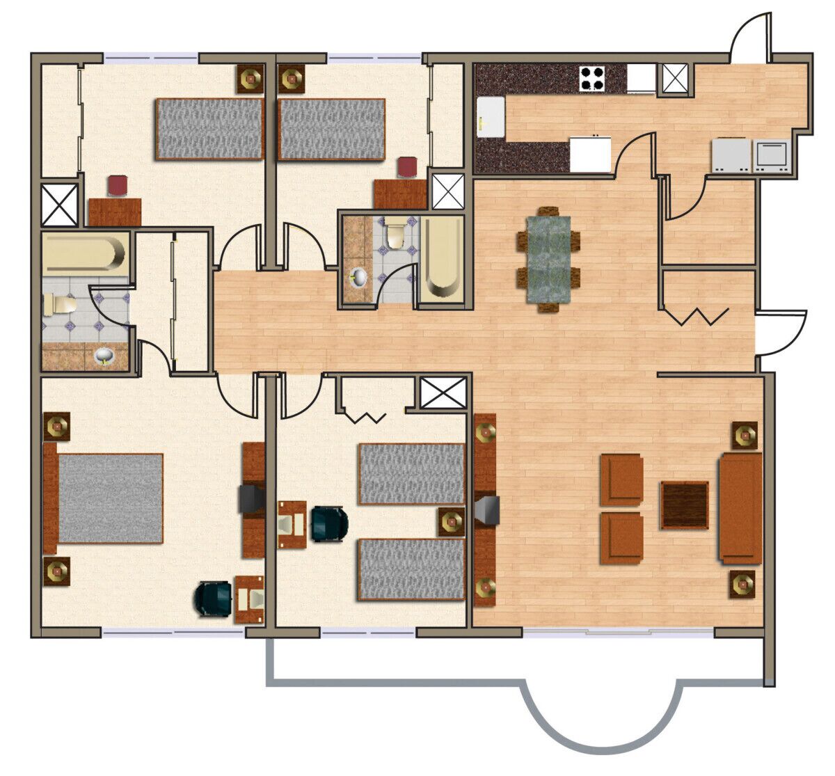 family apartment, 4 bedrooms | floor plan