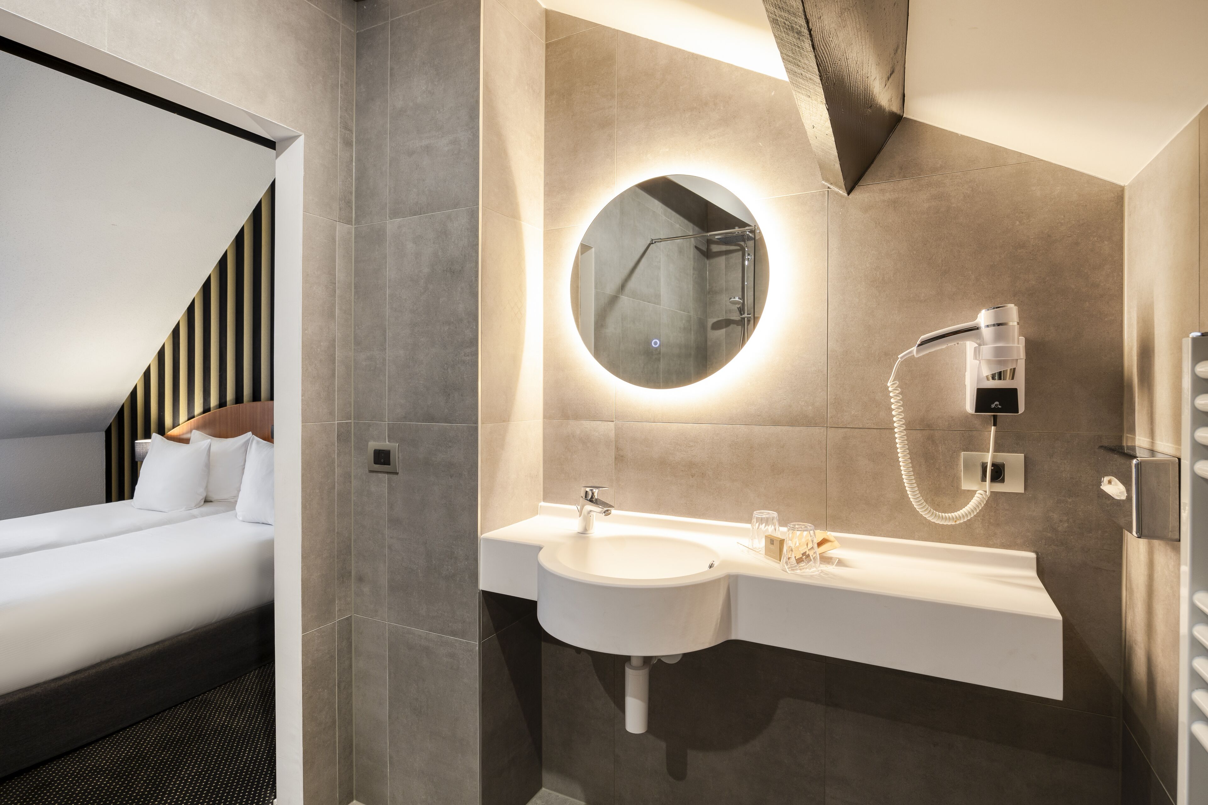 shower, eco-friendly toiletries, hair dryer, bathrobes