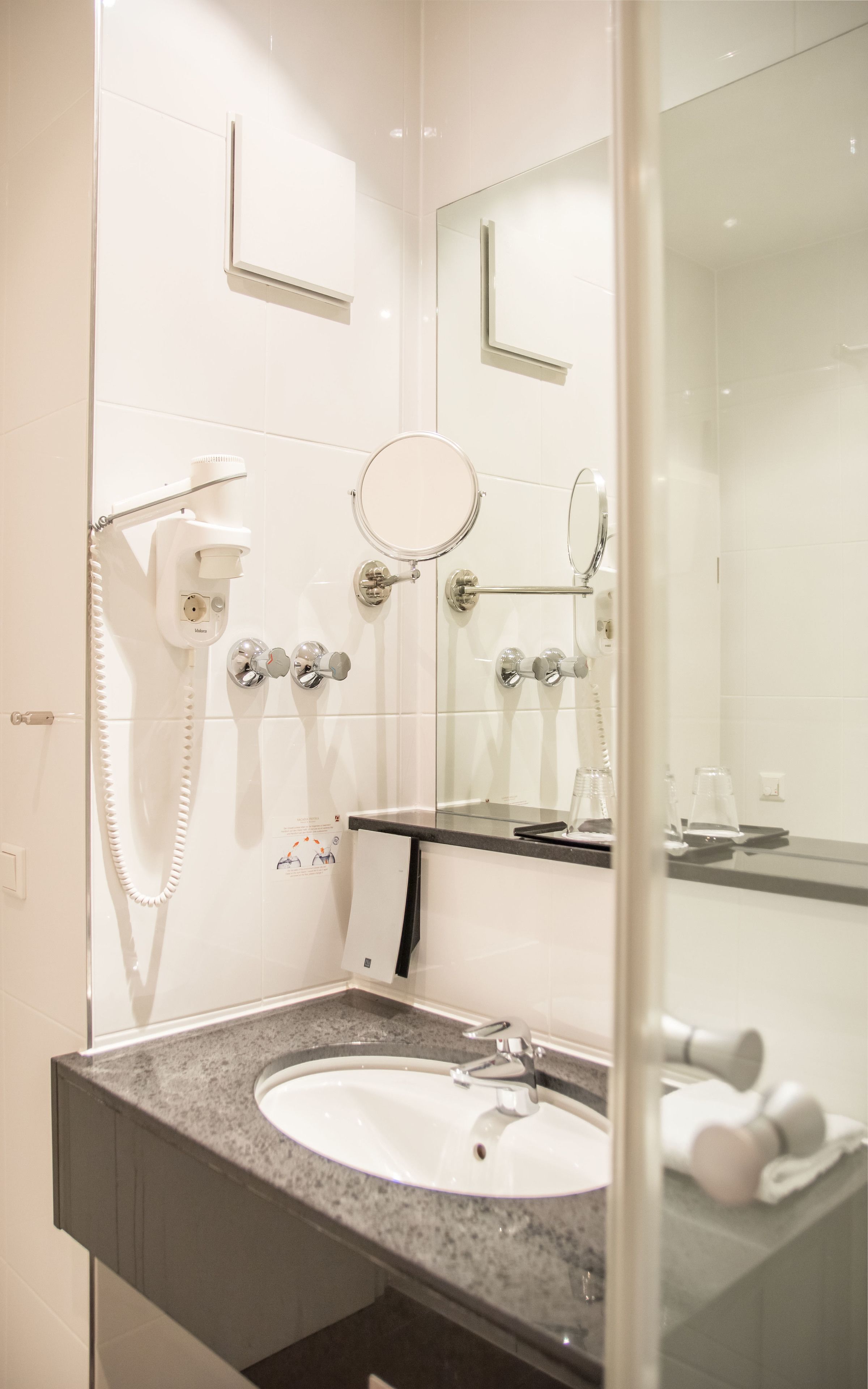 free toiletries, hair dryer, towels