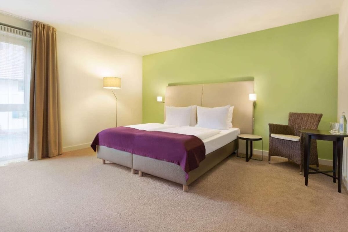 Hypo-allergenic bedding, desk, blackout curtains, soundproofing