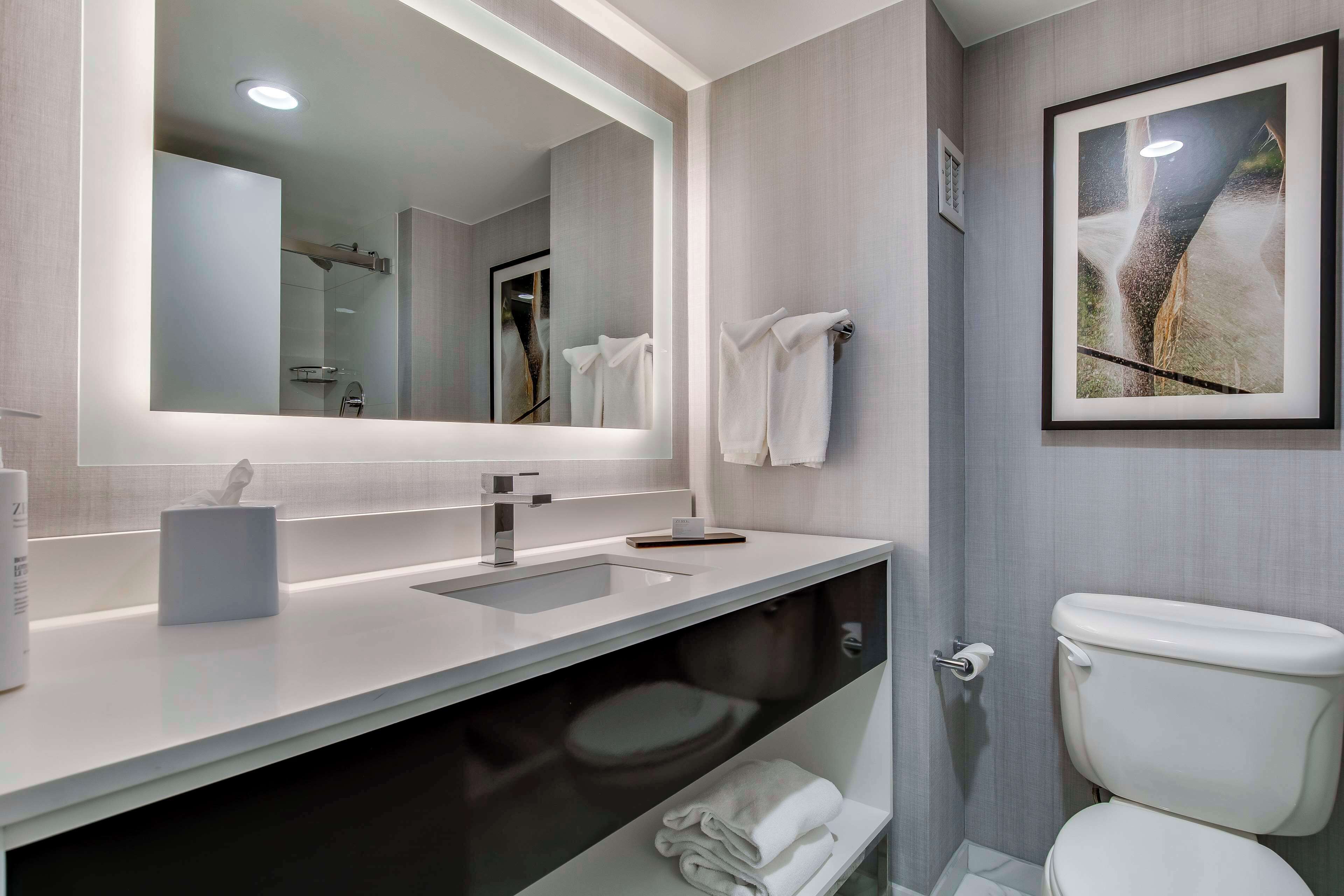 suite, 2 queen beds | bathroom | combined shower/bathtub, designer toiletries, hair dryer, towels