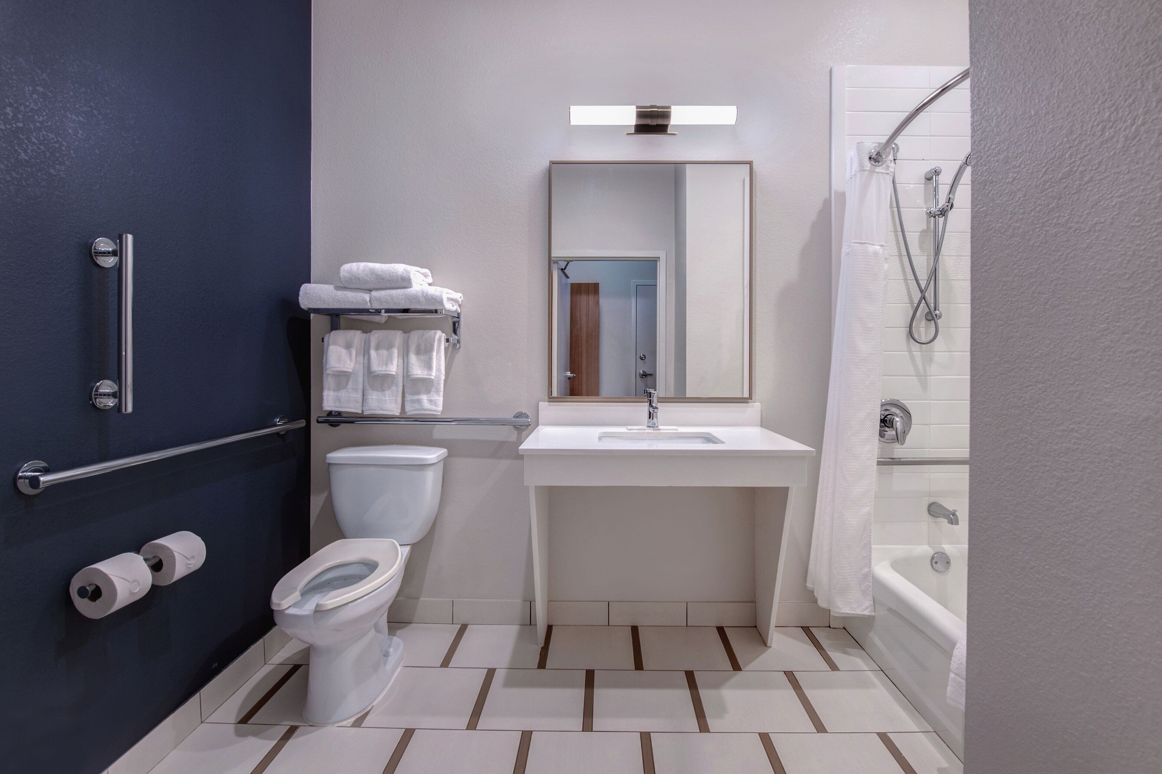 free toiletries, hair dryer, towels