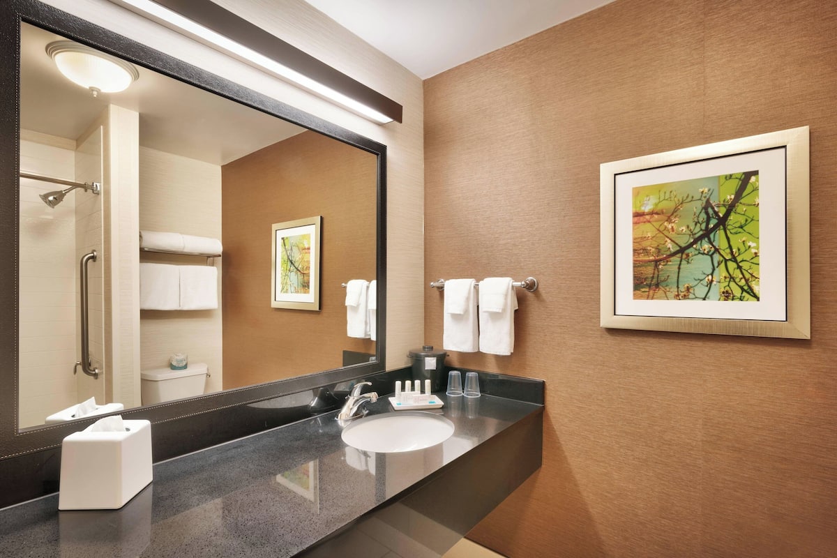 combined shower/bathtub, hydromassage showerhead, designer toiletries