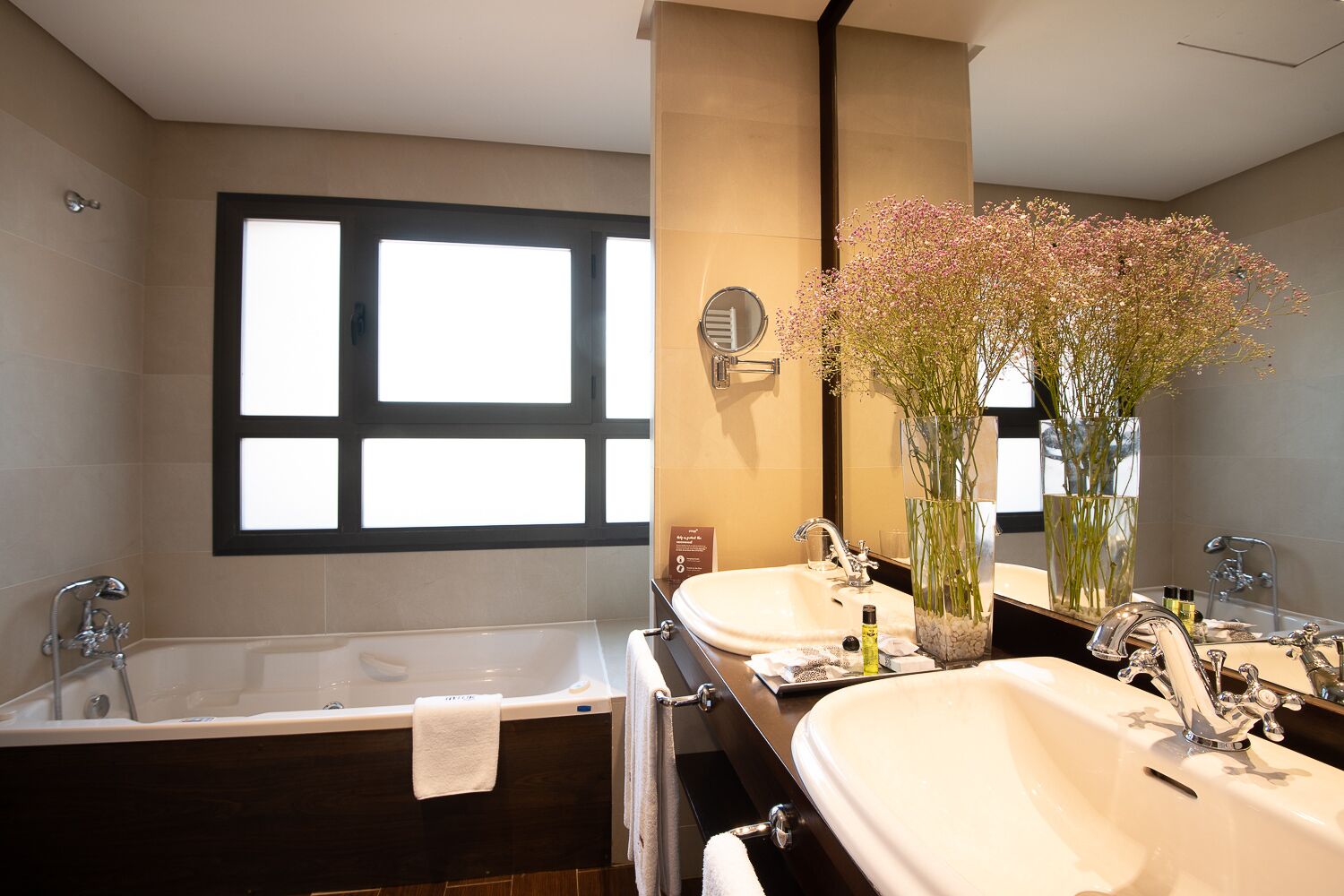 combined shower/bathtub, free toiletries, hair dryer, towels