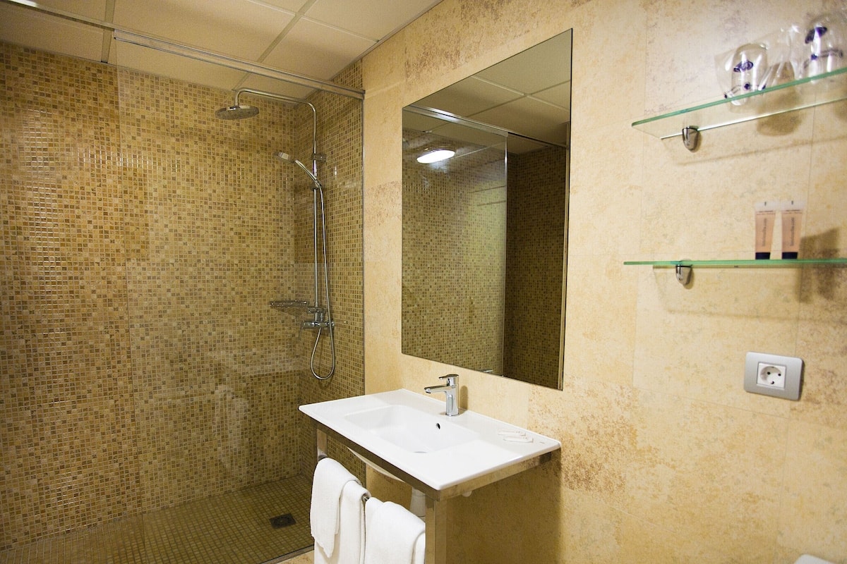 free toiletries, hair dryer, towels, soap