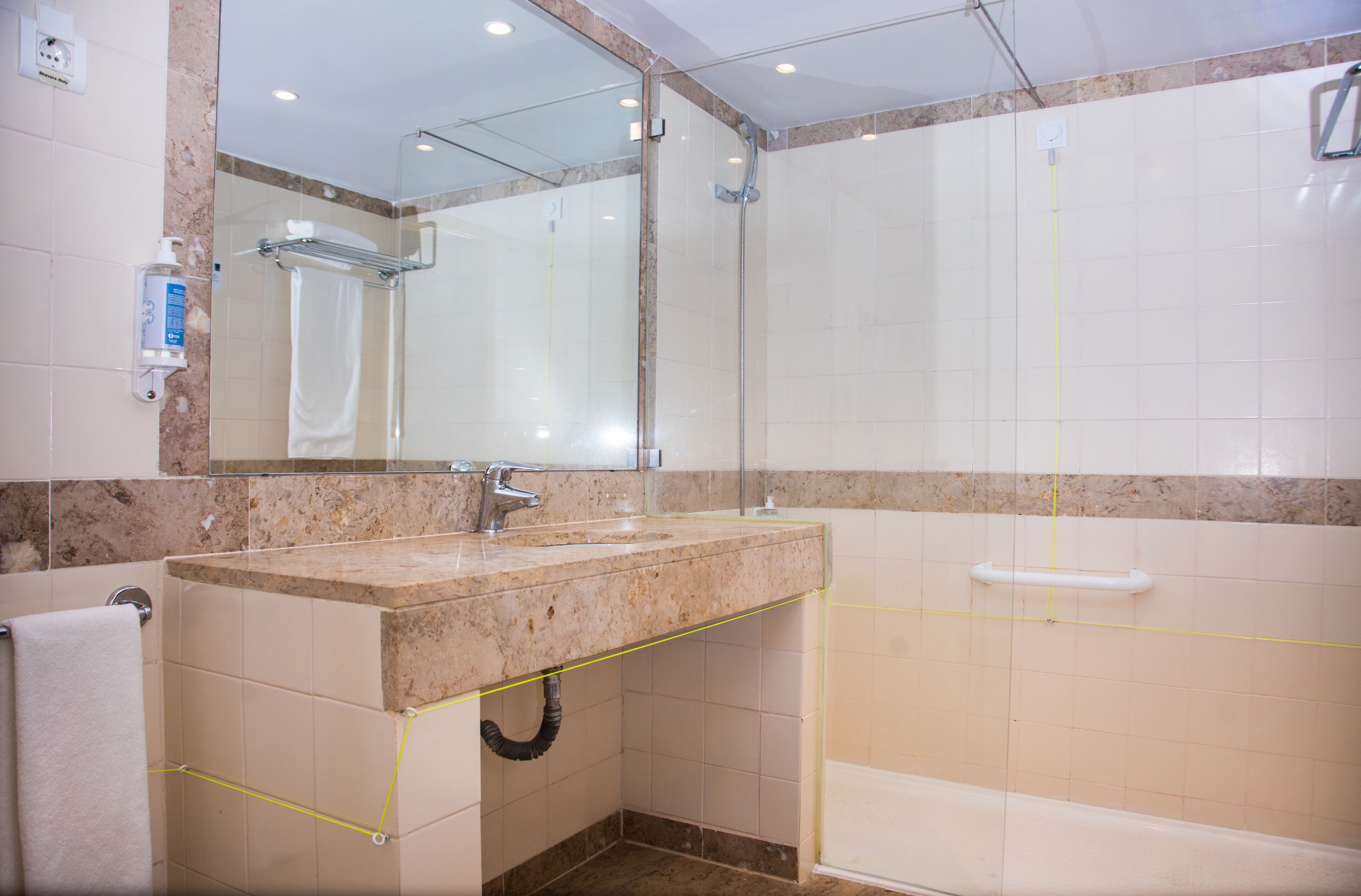 free toiletries, hair dryer, towels