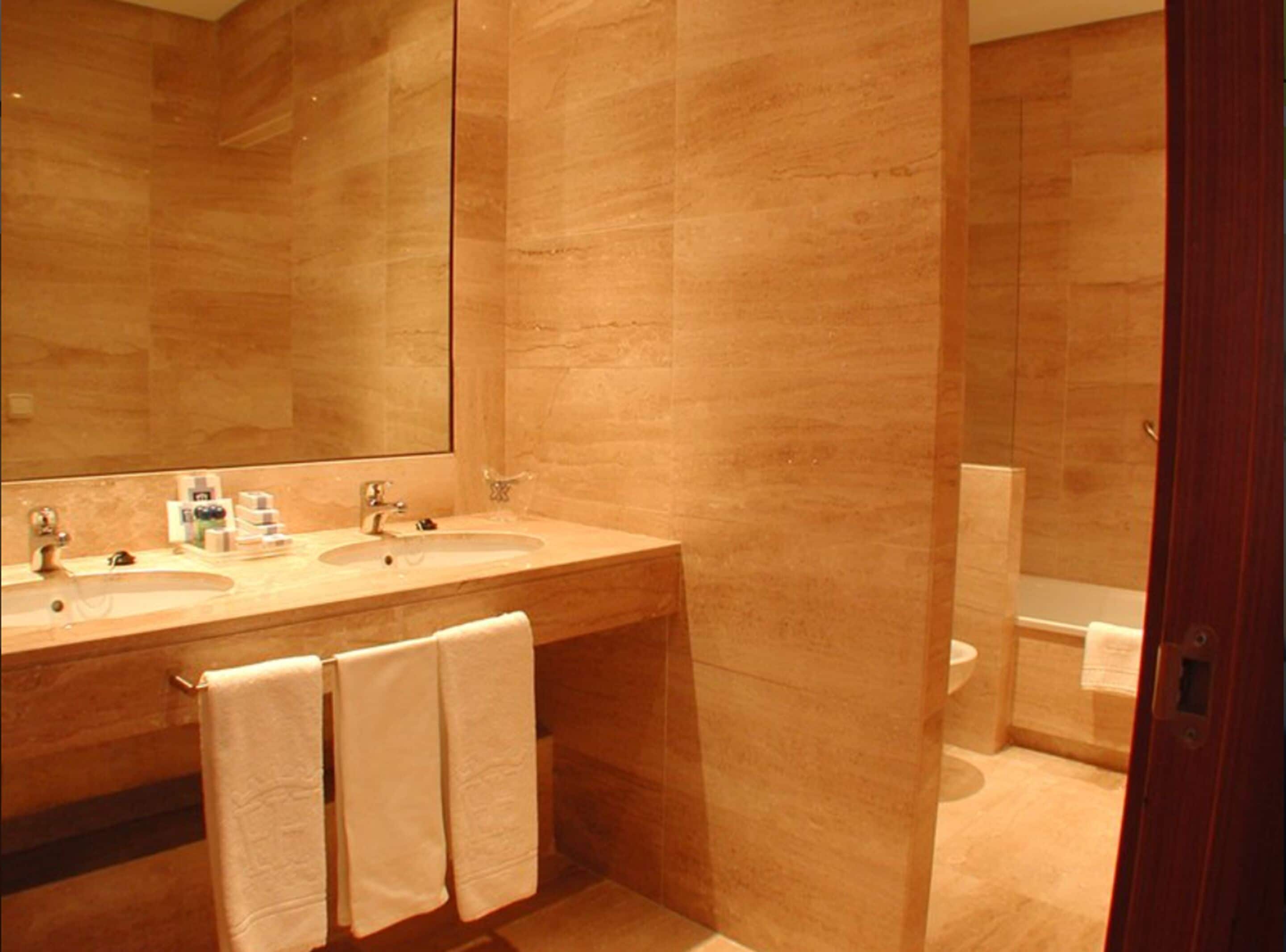 combined shower/bathtub, free toiletries, hair dryer, bidet