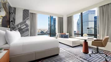 Camera panoramica, 1 letto king, vista porto | Biancheria da letto di alta qualità, materassi a doppio strato