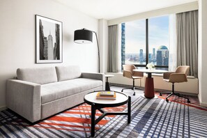 Renovated One Bedroom Suite - Hudson River View | Living area | 55-inch LED TV with cable channels, first-run movies, pay movies