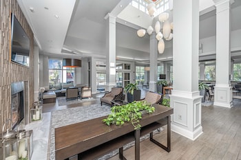Hotel entrance and lobby at Hilton Garden Inn Charleston Airport
