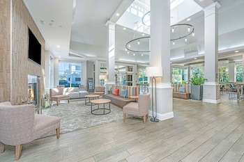 Hotel entrance and lobby at Hilton Garden Inn Charleston Airport