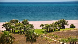 A beach with palm trees and a view of the ocean. - Elba Motril Beach & Business Resort (Motril)