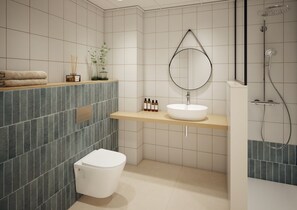 Free toiletries, hair dryer, bidet, towels