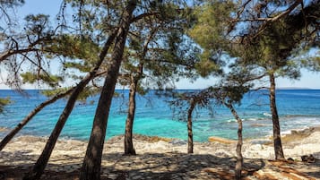 On the beach, beach towels