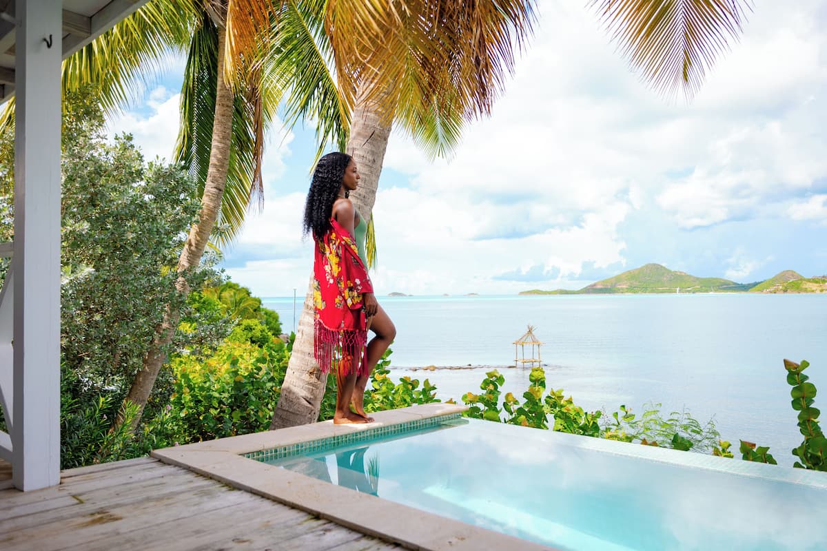 Suite Prestige, piscine privée, face à la mer | 1 chambre, draps en coton égyptien, literie de qualité, coffre-fort