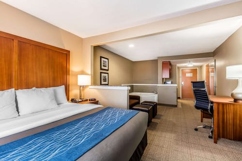 Premium bedding, down comforters, pillowtop beds, desk