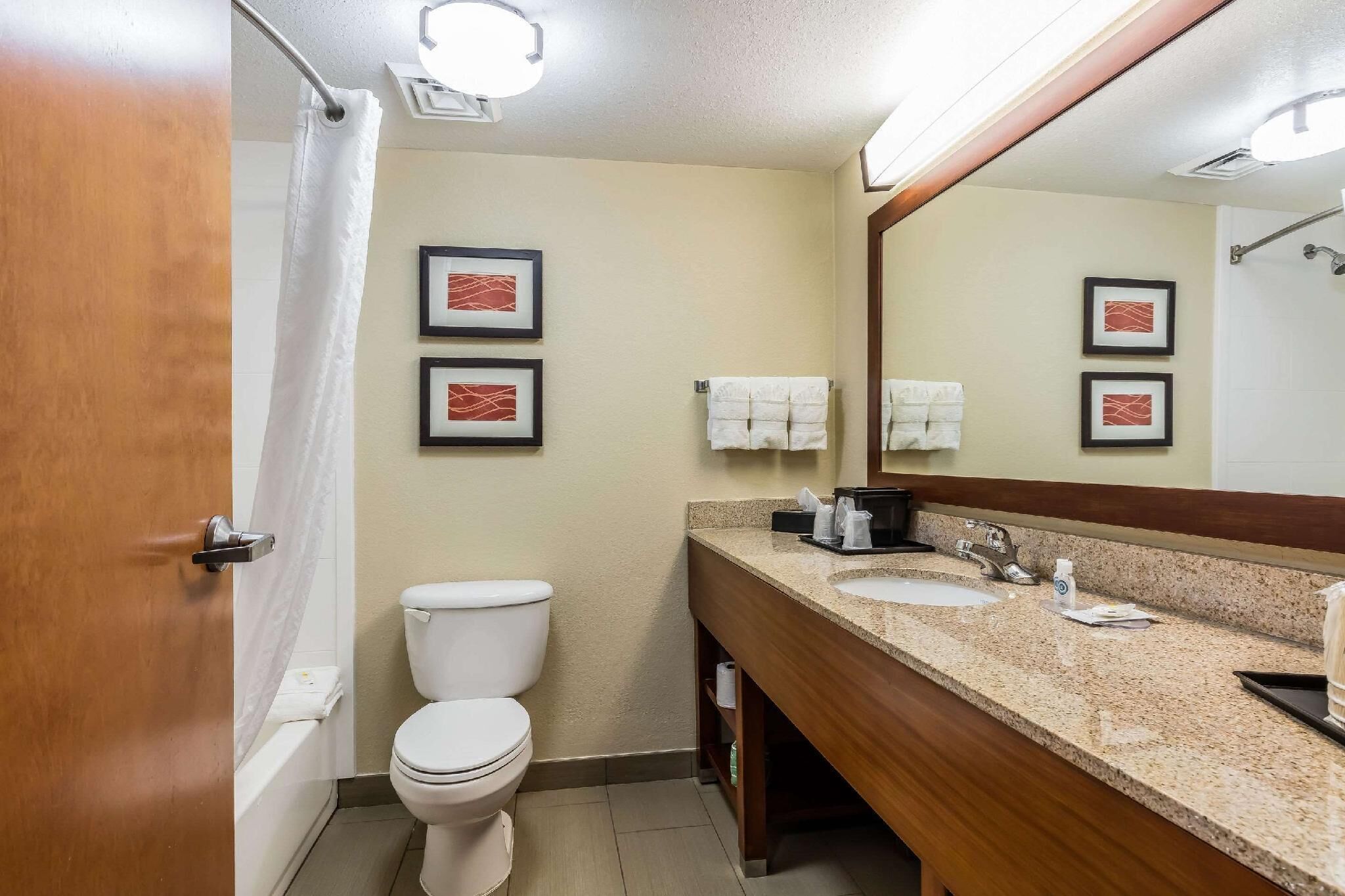 Bathroom | Combined shower/bathtub, free toiletries, hair dryer, towels