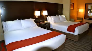 Desk, blackout curtains, iron/ironing board, free cots/infant beds