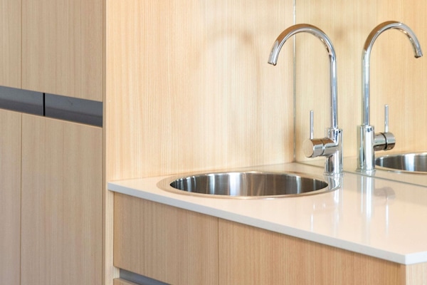 Mini-fridge, coffee/tea maker, dining tables