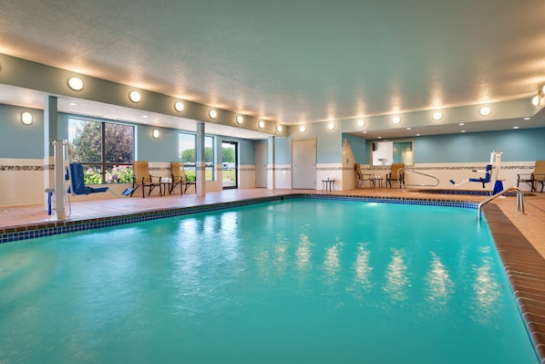 Indoor pool, open 6 AM to 10:00 PM, sun loungers