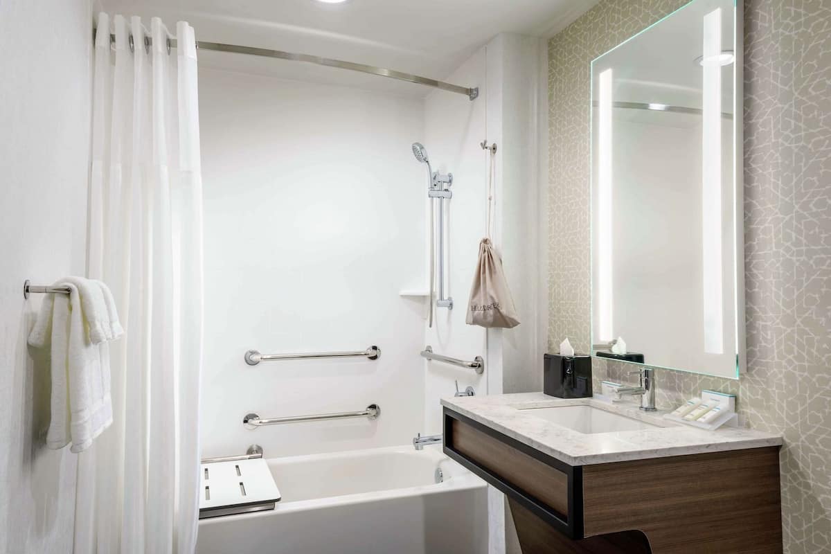 Bathroom | Designer toiletries, hair dryer, towels