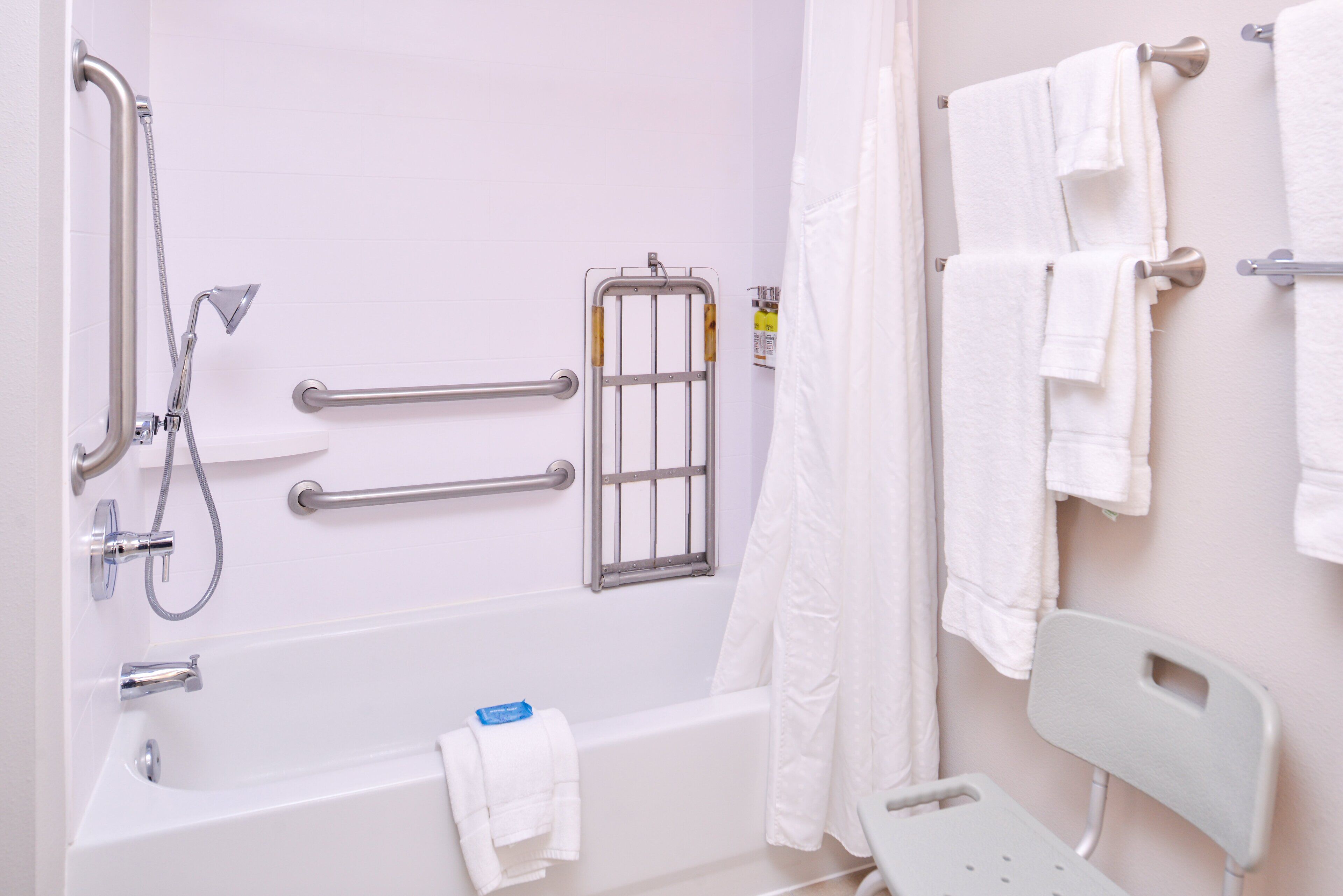 free toiletries, hair dryer, towels