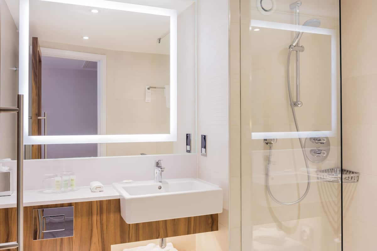 free toiletries, hair dryer, towels