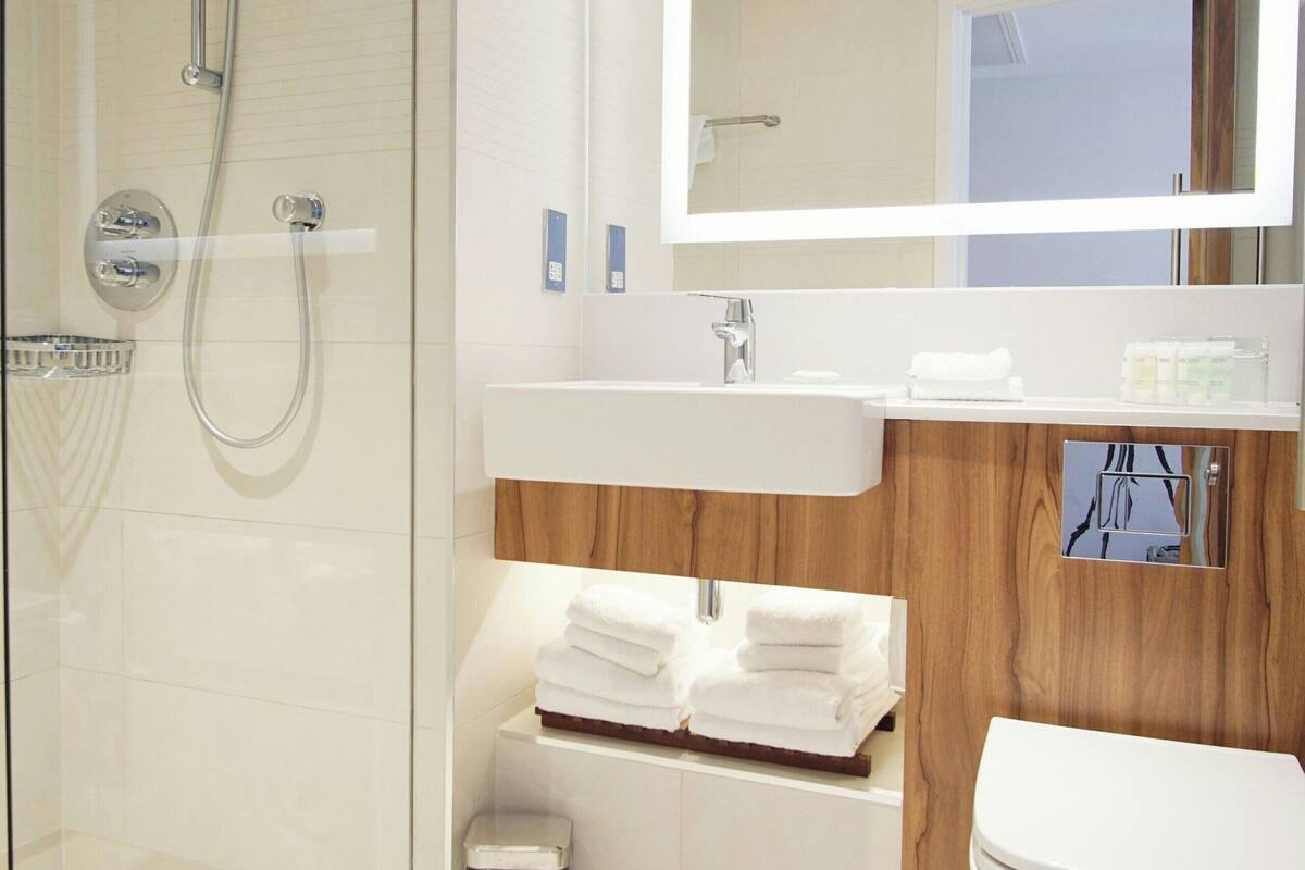 free toiletries, hair dryer, towels