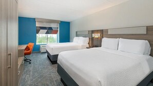 A hotel room with two beds, a desk, and a chair. - Holiday Inn Express Hotel & Suites Christiansburg by IHG (Christiansburg)