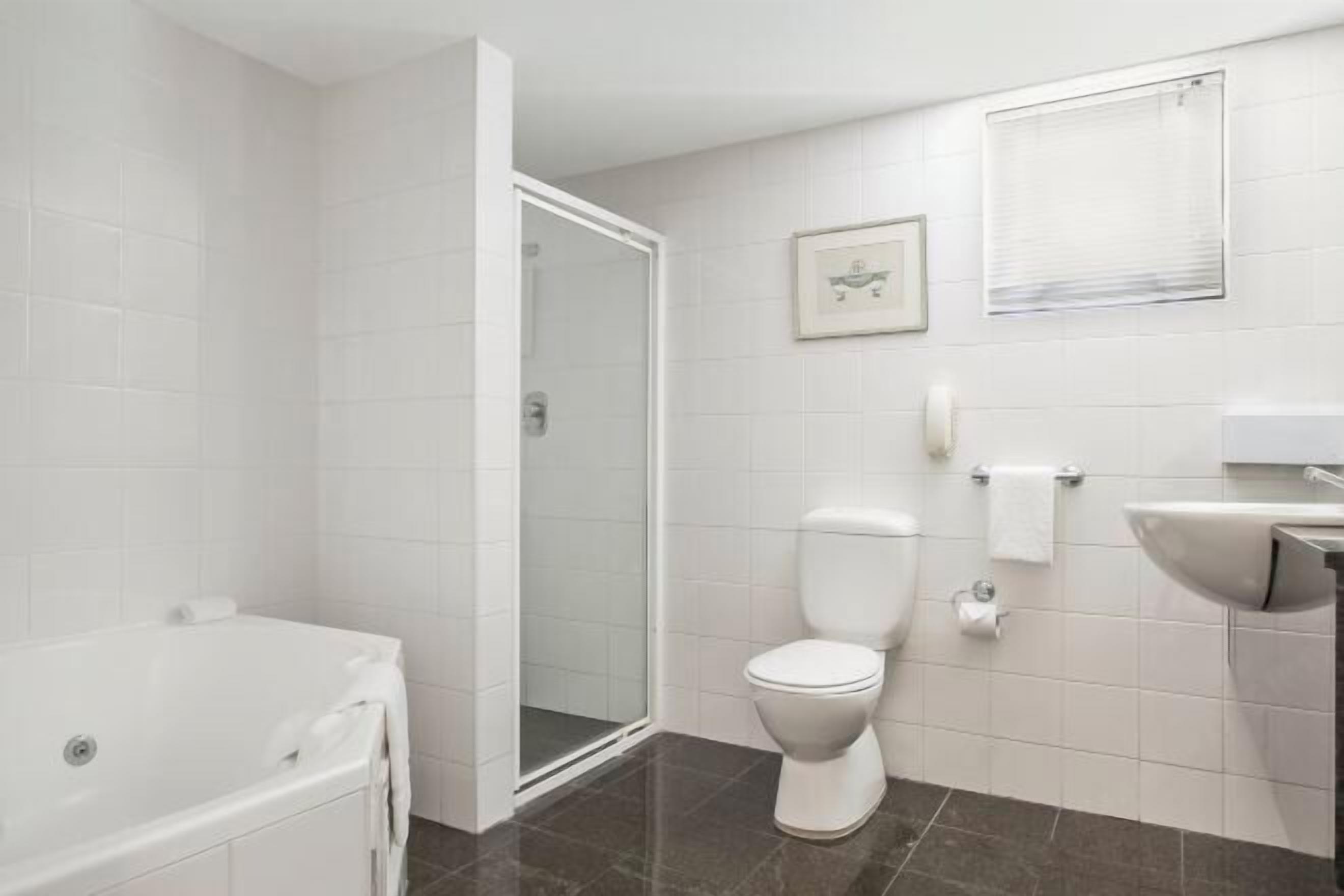 Bathroom | Shower, free toiletries, hair dryer, towels