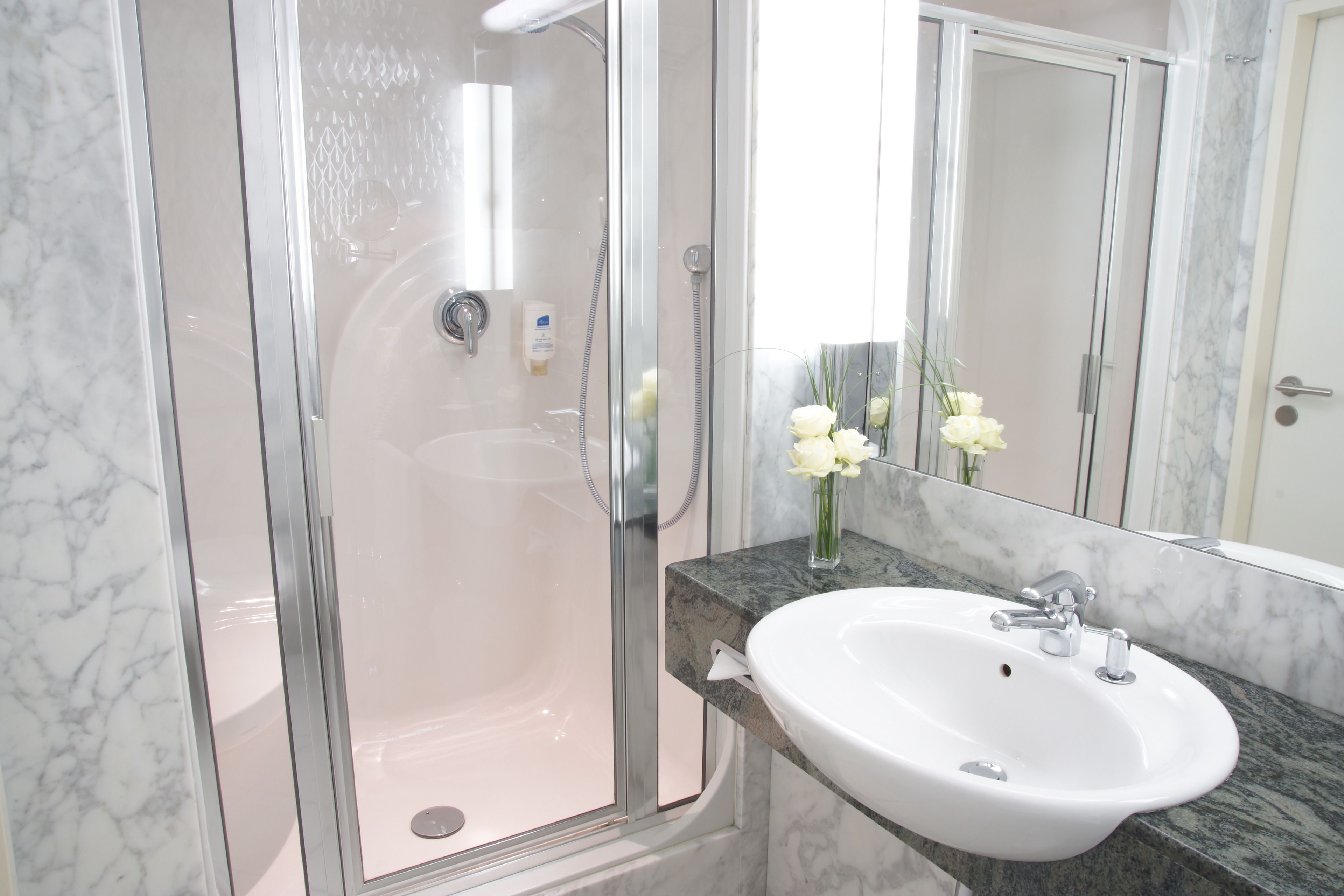 free toiletries, hair dryer, towels